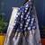 Navy blue woven banarasi silk blend saree with blouse