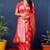 Red woven banarasi silk blend saree with blouse