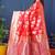 Red woven banarasi silk blend saree with blouse