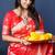 Red woven banarasi silk blend saree with blouse