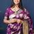 Purple woven banarasi silk blend saree with blouse