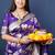 Violet woven banarasi silk blend saree with blouse