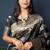 Black woven banarasi silk blend saree with blouse