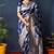 Navy blue woven banarasi silk blend saree with blouse