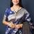 Navy blue woven banarasi silk blend saree with blouse