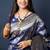 Navy blue woven banarasi silk blend saree with blouse