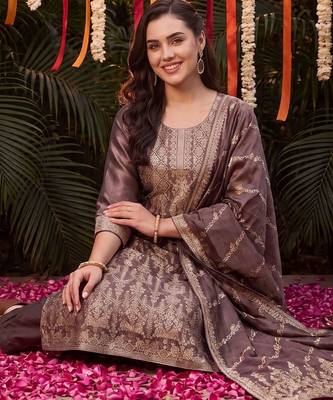 Women Ethnic Motifs Regular Kurta with Trousers & With Dupatta 1
