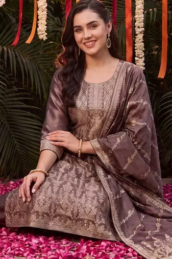Women Ethnic Motifs Regular Kurta with Trousers & With Dupatta