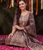 Women Ethnic Motifs Regular Kurta with Trousers & With Dupatta