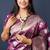 Magenta purple woven banarasi silk blend saree with blouse