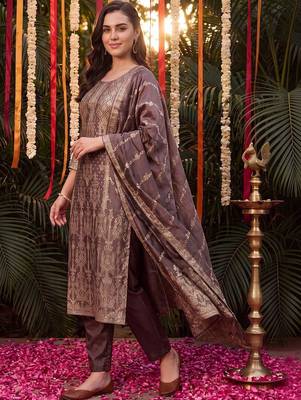 Women Ethnic Motifs Regular Kurta with Trousers & With Dupatta 6