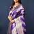 Violet woven banarasi silk blend saree with blouse