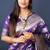 Violet woven banarasi silk blend saree with blouse