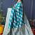 Teal blue woven banarasi silk blend saree with blouse