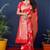 Red woven banarasi silk blend saree with blouse