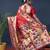 Red zari woven paithani silk blend saree with blouse