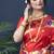 Red zari woven paithani silk blend saree with blouse