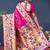 Rani pink zari woven paithani silk blend saree with blouse