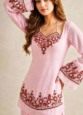 Thread Fendy Satin Fabric Straight Kurta Palazzo Set 2
