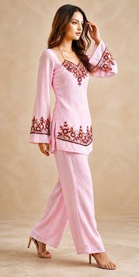 Thread Fendy Satin Fabric Straight Kurta Palazzo Set 3