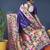 Violet zari woven paithani silk blend saree with blouse