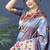 Grey zari woven paithani silk blend saree with blouse