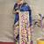 Navy blue zari woven paithani silk blend saree with blouse