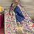 Navy blue zari woven paithani silk blend saree with blouse