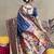 Navy blue zari woven paithani silk blend saree with blouse