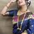 Navy blue zari woven paithani silk blend saree with blouse