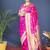 Rani pink zari woven paithani silk blend saree with blouse
