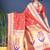 Red zari woven paithani silk blend saree with blouse
