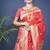 Red zari woven paithani silk blend saree with blouse
