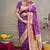 Purple zari woven paithani silk blend saree with blouse