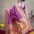 Purple zari woven paithani silk blend saree with blouse