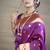 Purple zari woven paithani silk blend saree with blouse