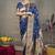 Navy blue zari woven paithani silk blend saree with blouse
