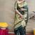 Deep teal green banarasi silk blend saree with golden zari work