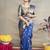 Royal blue banarasi silk blend saree with golden zari work