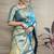 Aqua blue banarasi silk blend saree with golden zari work
