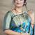 Aqua blue banarasi silk blend saree with golden zari work