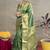 Green banarasi silk blend saree with golden zari work