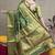 Green banarasi silk blend saree with golden zari work