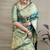 Turquoise banarasi silk blend saree with golden zari work