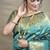 Turquoise banarasi silk blend saree with golden zari work