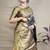Black banarasi silk blend saree with golden zari work