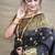 Black banarasi silk blend saree with golden zari work