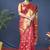 Red banarasi silk blend saree with golden zari work