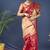 Red banarasi silk blend saree with golden zari work