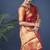 Red banarasi silk blend saree with golden zari work